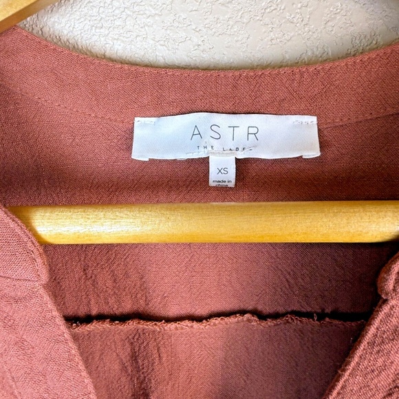 ASTR The Label Women’s Orange Short Sleeve Tunic Mini Dress Linen Blend - XS - Picture 2 of 4